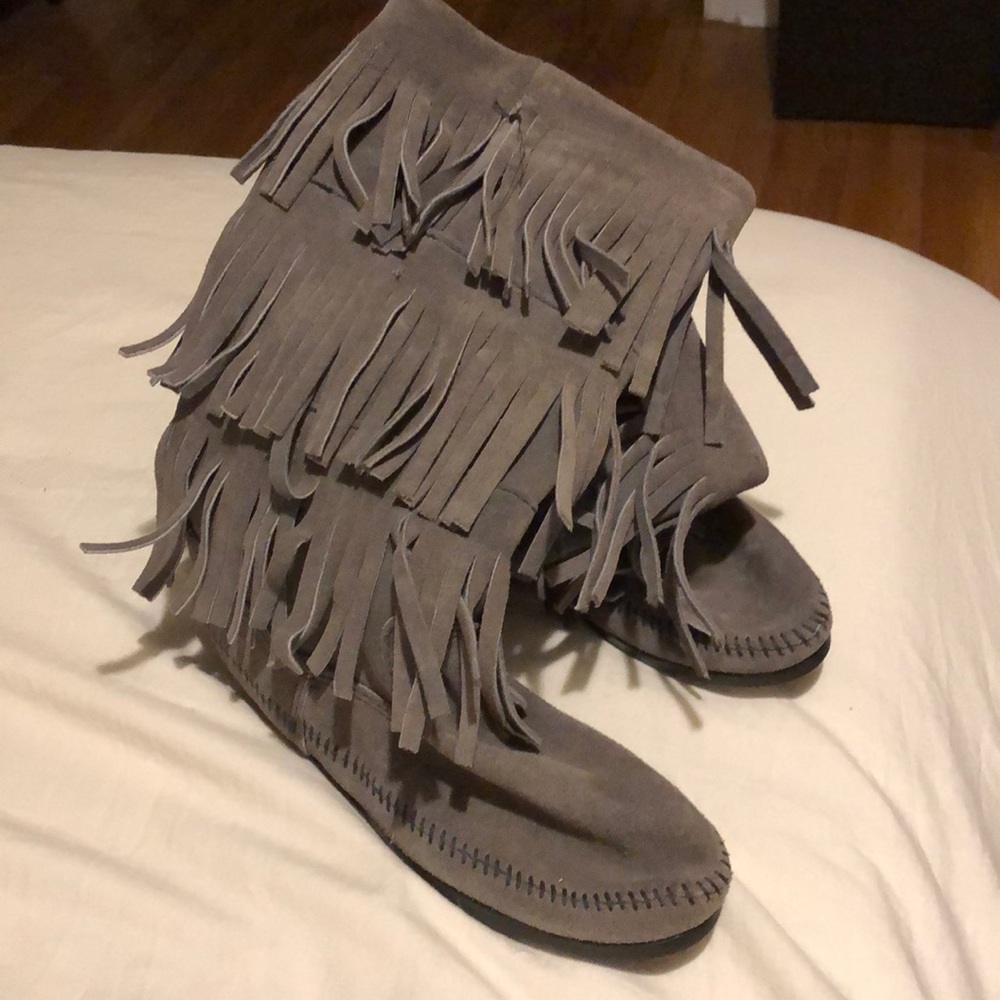 Never worn three layer fringe boots